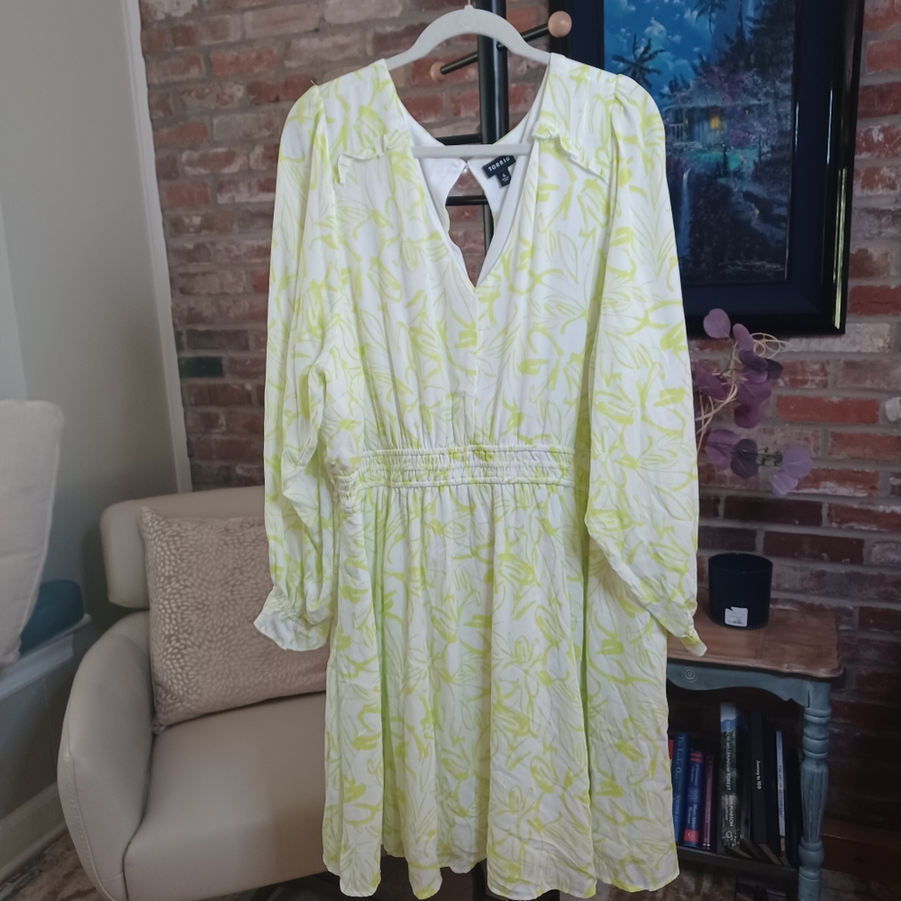 Torrid Long Sleeve Lime Yellow Gauze Dress Size 4X